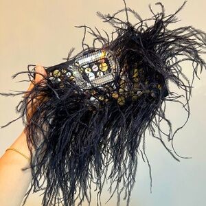 Roger Vivier ostrich sequin clutch with Belle Vivier buckle